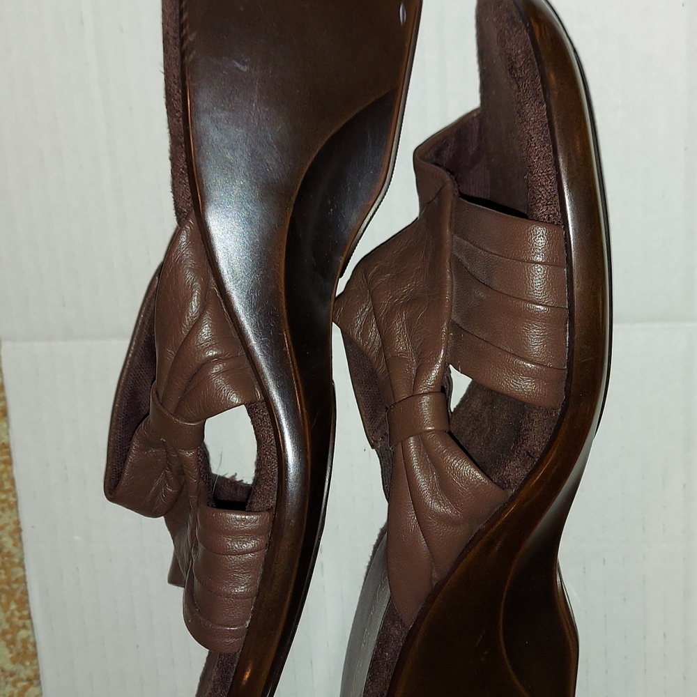 Aerosoles On Deck brown slide-on wedge platform sandals Size 7.5